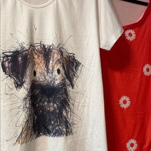 Tee shirts Dog Print T-Shirt and Bright Orange with Daisy